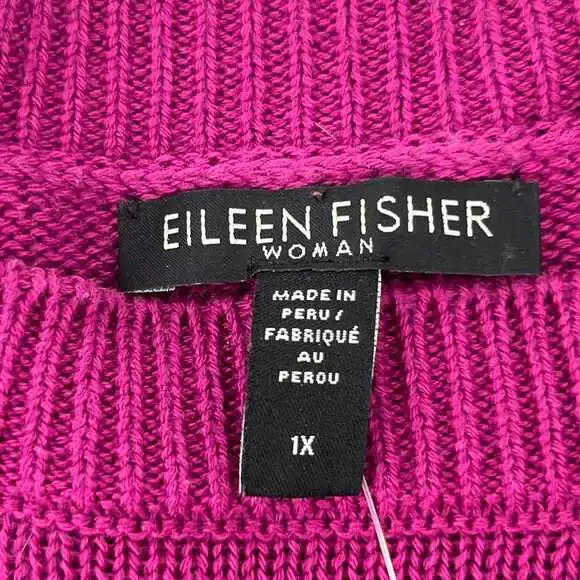Eileen Fisher Purple Cotton Tencel Pullover | 1X Plus, Peru Knit - Picture 2 of 4